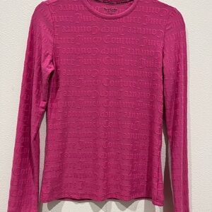 Juicy Couture Women’s Long Sleeve Pink Logo Tee sleep shirt y2k